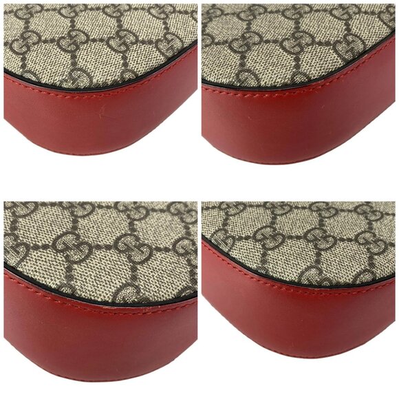 Auth GUCCI Holiday Collection GG Supreme Canvas Mini Chain Bag 409535 Beige Red - Picture 16 of 16